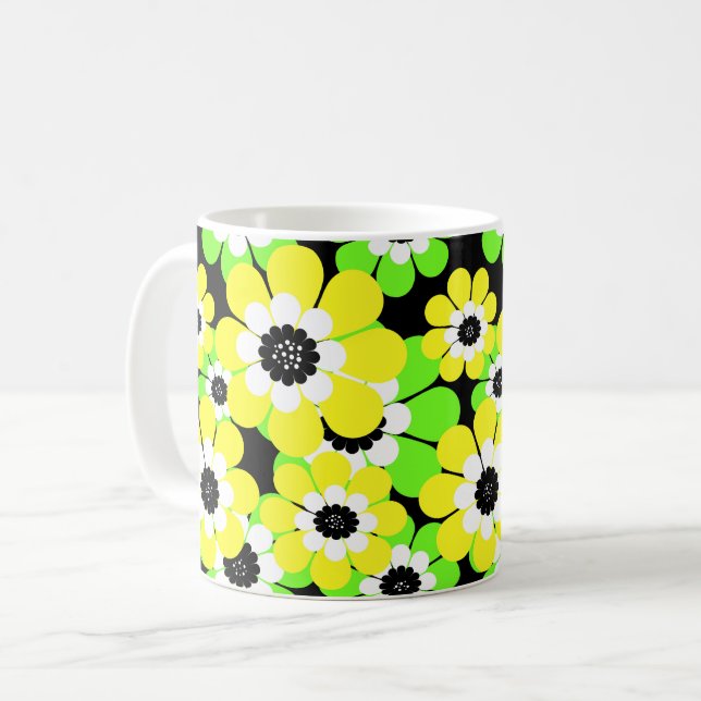 Caneca De Café Flores amarelo-esverdeadas (Frente Esquerda)