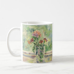 Caneca De Café Flores aquarelas num copo não numa janela