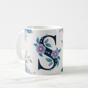 Caneca De Café flores azuis