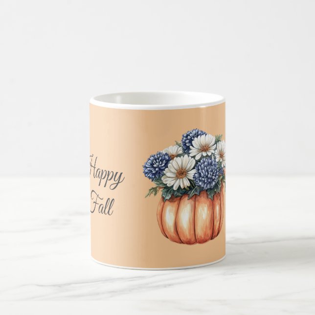 Caneca De Café Flores Azuis Abóbora Outono (Centro)