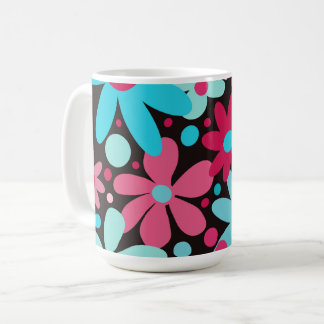 Caneca De Café Flores azuis e cor-de-rosa