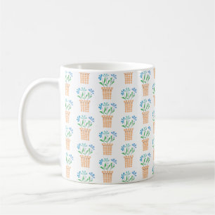 Caneca De Café Flores azuis em Potes tecidos