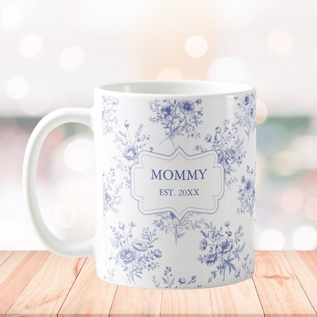 Caneca De Café Flores Azuis Florais Personalizadas Dia das Mães (In situ)