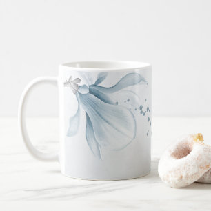 Caneca De Café flores azuis navy empoeiradas botânico