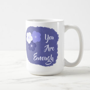 Caneca De Café Flores Azuis Periwinkle - Você é suficiente