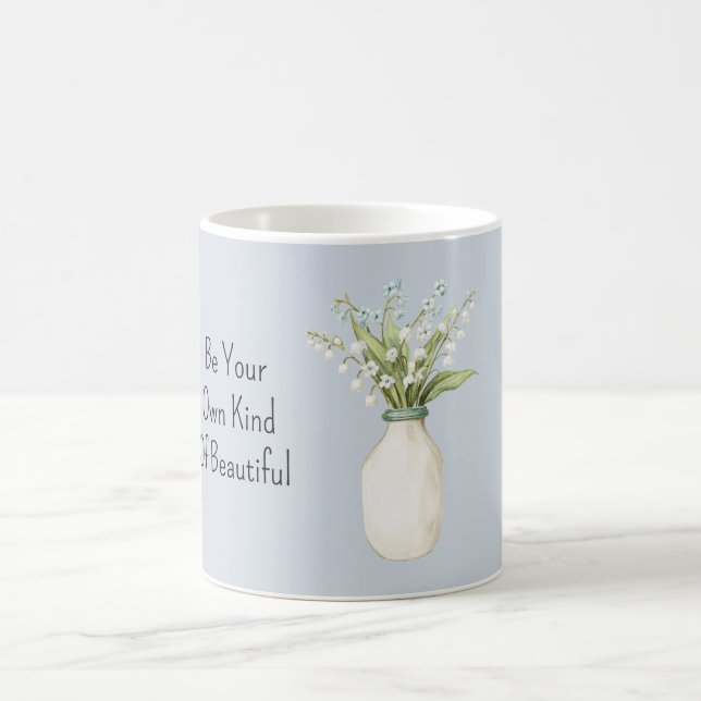 Caneca De Café Flores Azuis Vaso Branco (Centro)