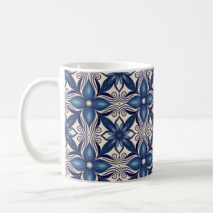 Caneca De Café Flores Azul Gelo
