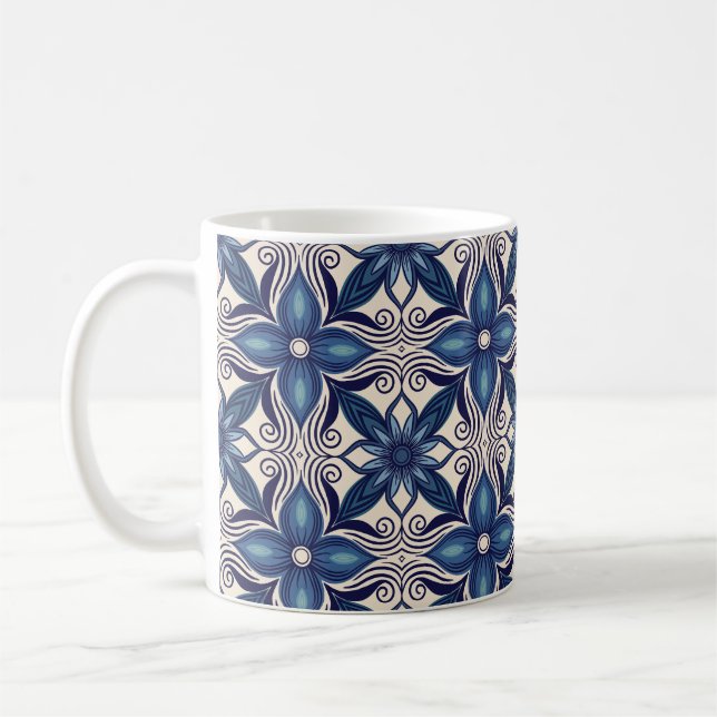 Caneca De Café Flores Azul Gelo (Esquerda)