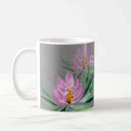 Caneca De Café Flores Bloom Violet Watercolor Monogramadas