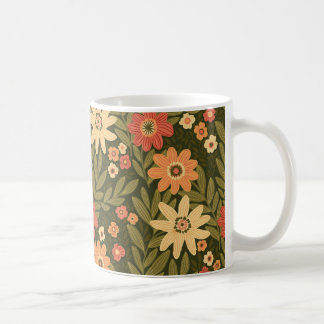 Caneca De Café Flores boêmicas em tons de terra