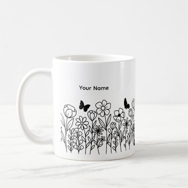 Caneca De Café Flores Bonitas (Esquerda)