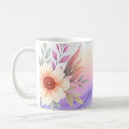 Caneca De Café Flores Bonitas Com Gradiente Roxo