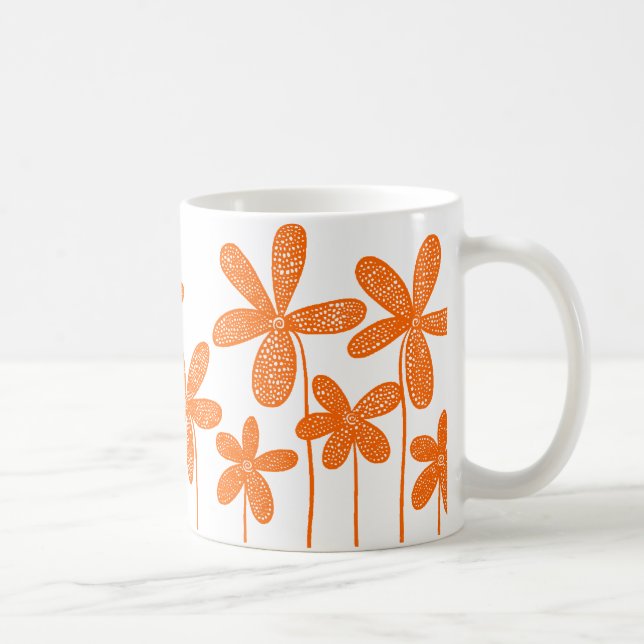 Caneca De Café Flores bonito - Laranja (Direita)