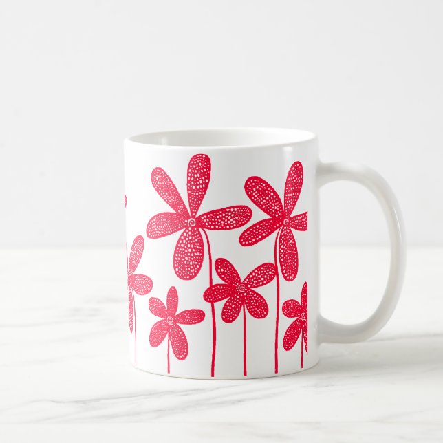 Caneca De Café Flores bonito - Vermelho (Direita)