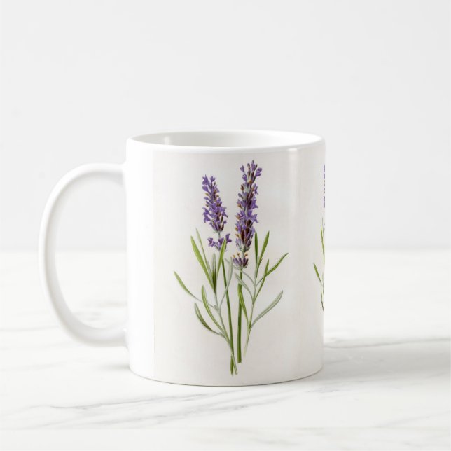Caneca De Café Flores botânicas da planta da erva da lavanda do (Esquerda)