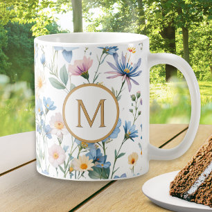 Caneca De Café Flores Botânicas Elegantes de Primavera Jardim da