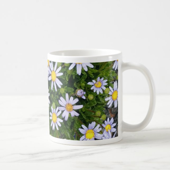 Caneca De Café Flores brancas amarelas de Margarita com seixos (Direita)