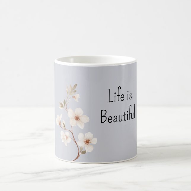 Caneca De Café Flores Brancas Azuis (Centro)