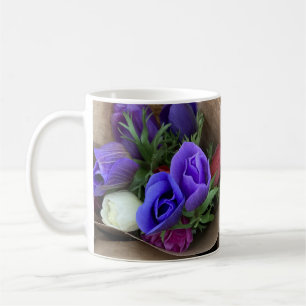 Caneca De Café Flores brancas azuis Mug