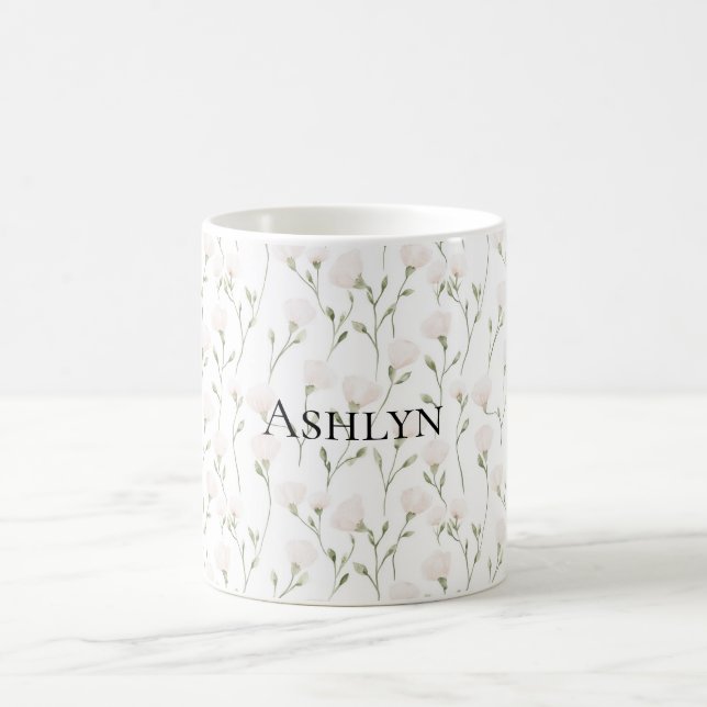 Caneca De Café Flores Brancas Cor-de-Rosa Esbranquiçada (Centro)