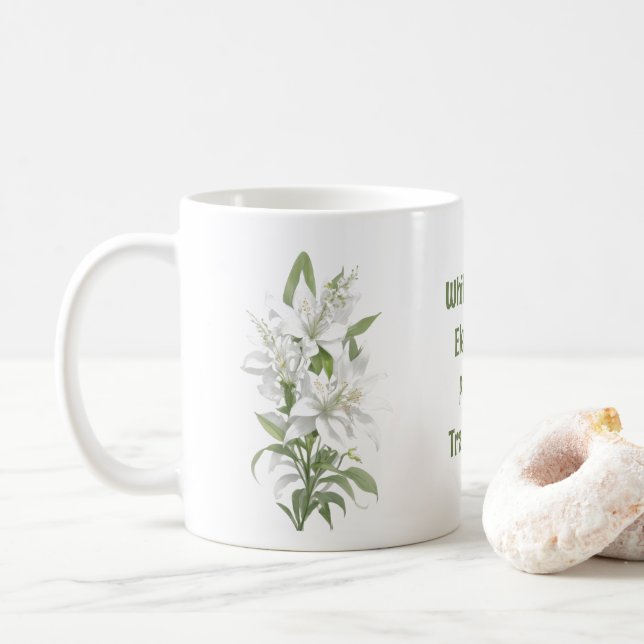 Caneca De Café Flores brancas de lírio (Com Donut)