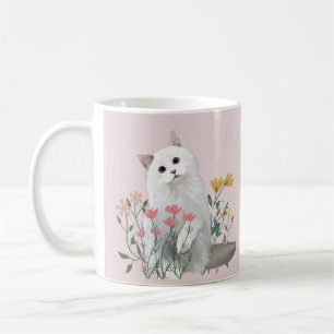 Caneca De Café Flores Brancas E Bonitas, Cheerful, Rosa