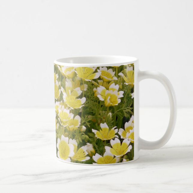 Caneca De Café Flores Brancas Sunny Douradas (Direita)