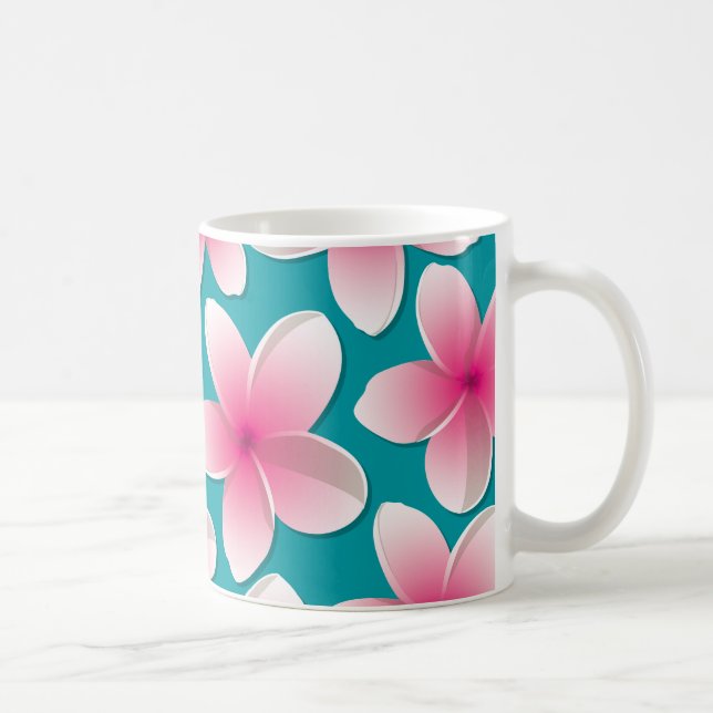 Caneca De Café Flores Brilhantes Frangipani/ Plumeria (Direita)