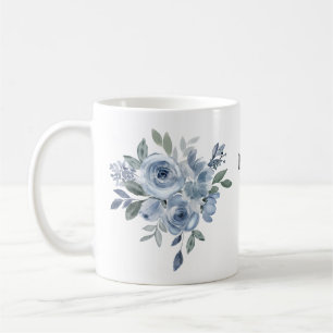 Caneca De Café Flores Cerâmicas Azuis Amantes de Flores