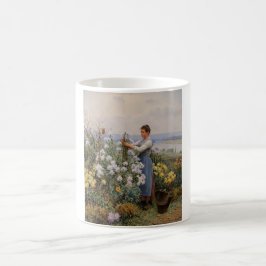 Caneca De Café Flores Chrysanthemum (Garota no Jardim)