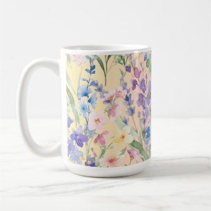 Caneca De Café Flores Coloridas Amarelas Rosas