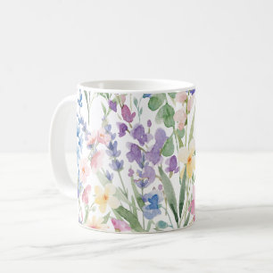 Caneca De Café Flores Coloridas de Aquarela