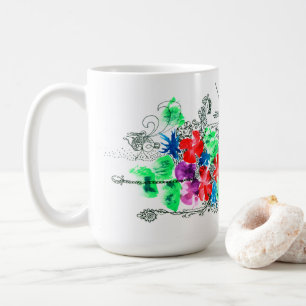 Caneca De Café Flores Coloridas de Belas Artes Personalizáveis