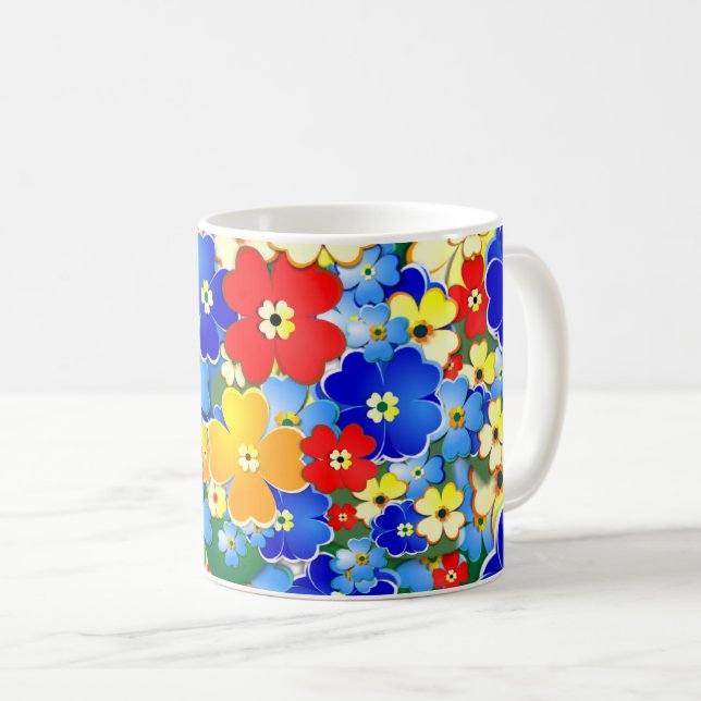 Caneca De Café Flores Coloridas de Deco (Frente Esquerda)