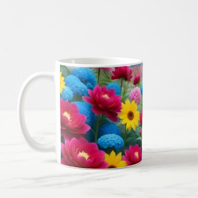 Caneca De Café Flores coloridas de primavera (Esquerda)