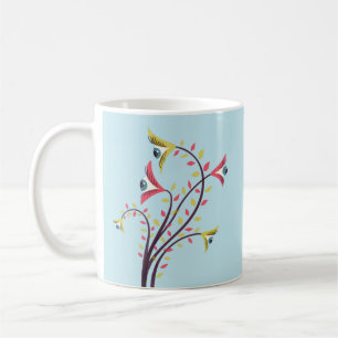 Caneca De Café Flores coloridas estranhas com olhos olhando