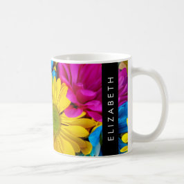 Caneca De Café Flores Coloridas, Visitas, Boho, Seu Nome