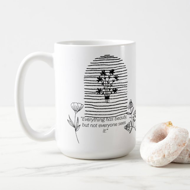 Caneca De Café Flores com aspas (Com Donut)
