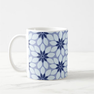 Caneca De Café Flores com Impressão de bloco azul