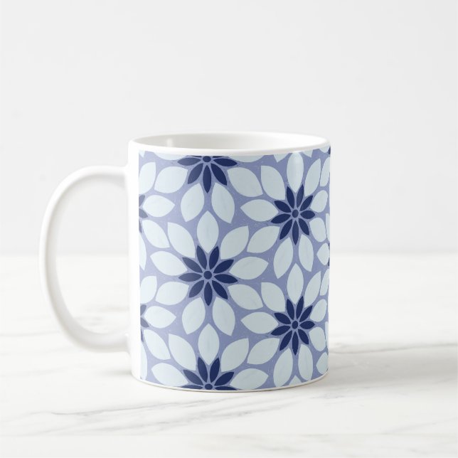 Caneca De Café Flores com Impressão de bloco azul (Esquerda)