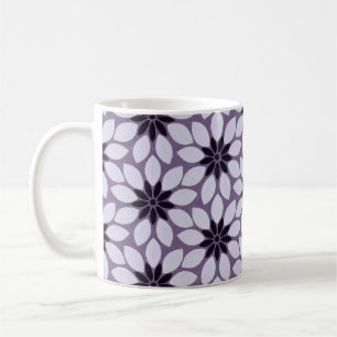 Caneca De Café Flores com Impressão de bloco roxa