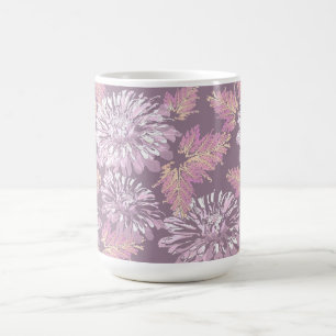 Caneca De Café Flores cor-de-rosa, aquarela, retrógrado