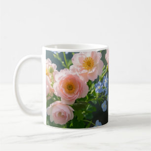 Caneca De Café Flores cor-de-rosa azul delicadas