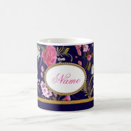 Caneca De Café Flores cor-de-rosa do monograma