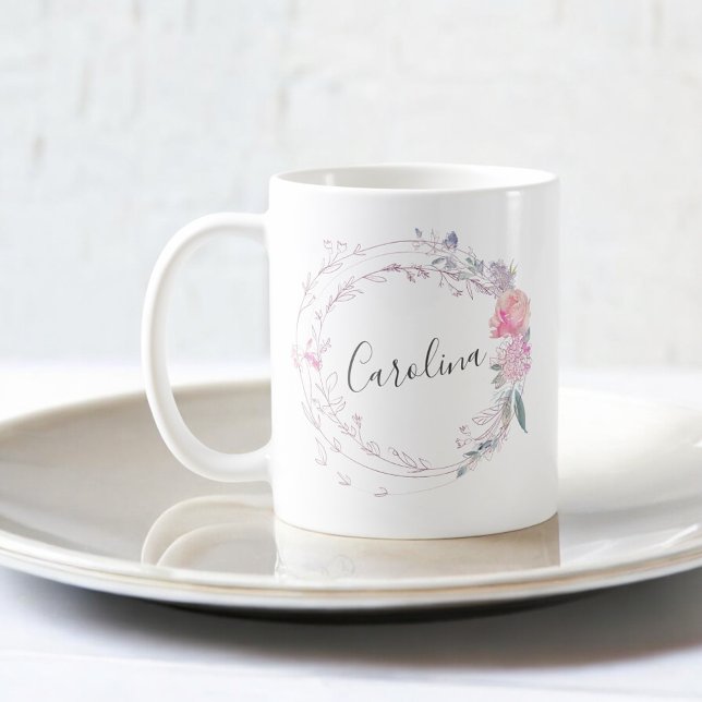 Caneca De Café Flores Cor-de-Rosa Esfareladas (Criador carregado)