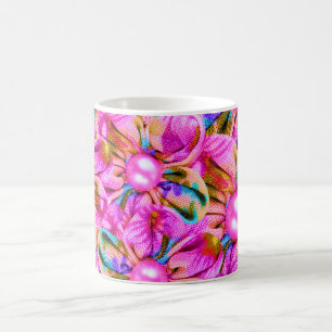 Caneca De Café Flores cor-de-rosa sewn abstrato