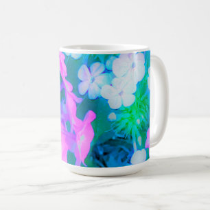 Caneca De Café Flores cor-de-rosa, verdes, azuis e brancas do