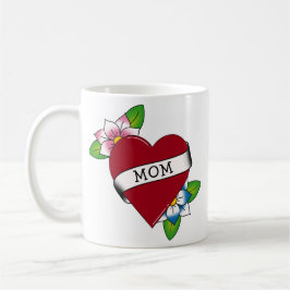 Caneca De Café Flores Coração Mãe Tatuagem