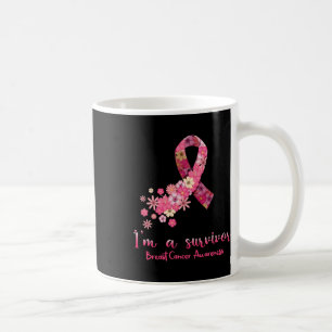 Caneca De Café Flores Coração Sou um Sobrevivente Cancer de Mama