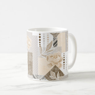 Caneca De Café Flores creme sobre branco
